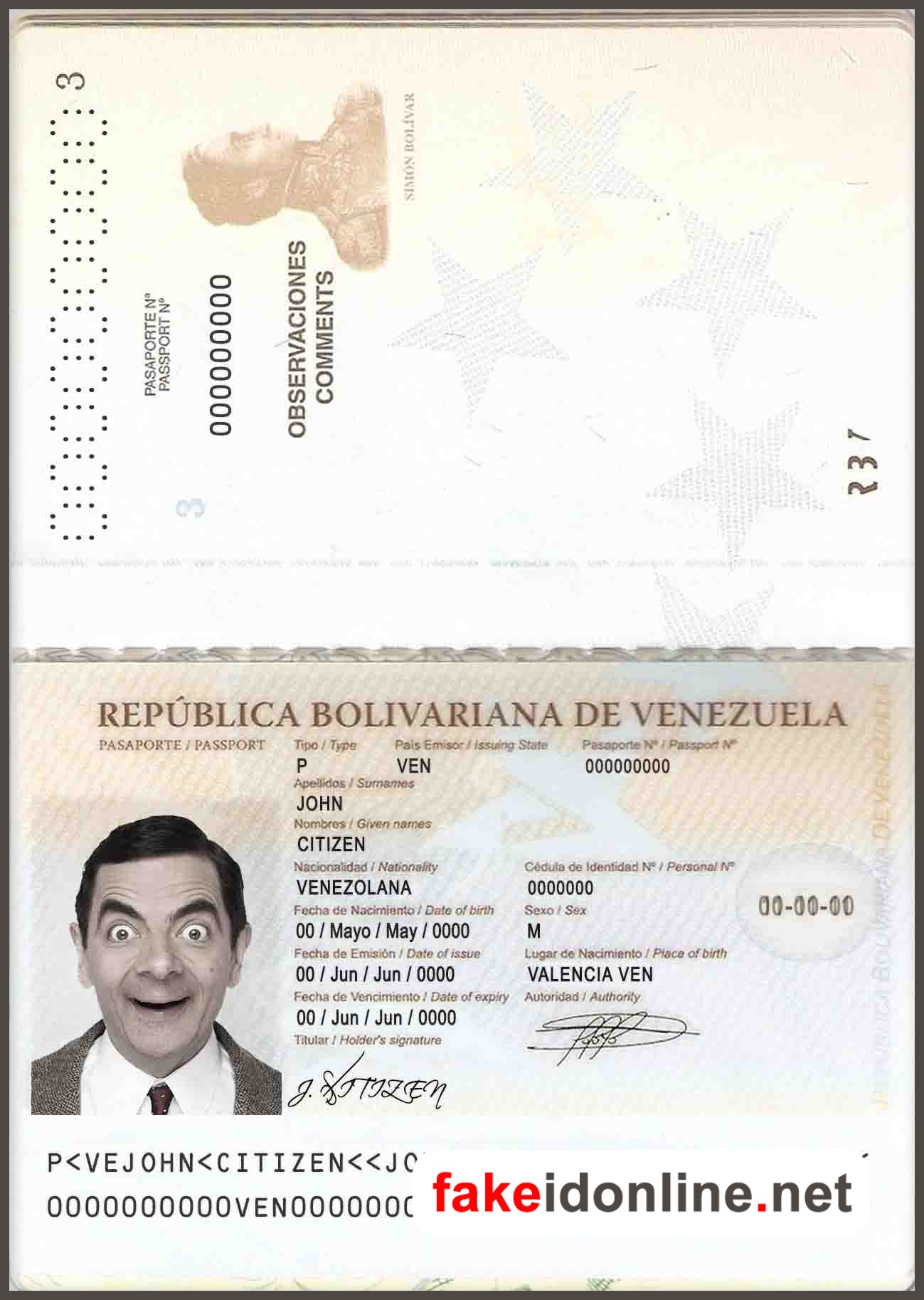 Venezuela Passport PSD Template